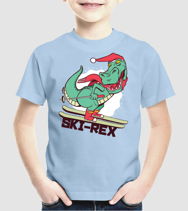 Ski Rex model albastru deschis pe tricou