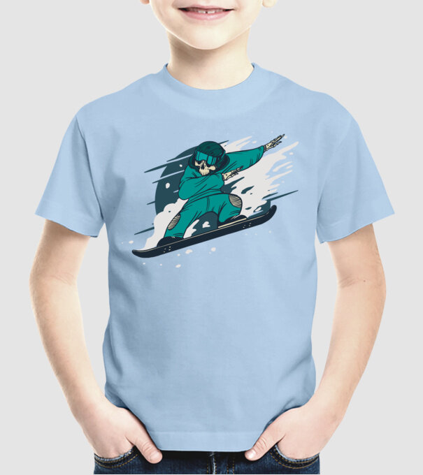 Schelet Snowboard DAB model albastru deschis pe tricou