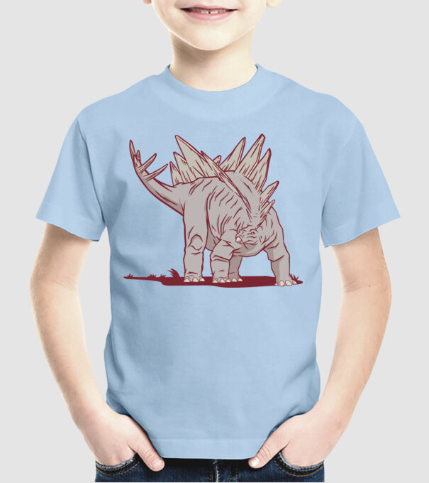 Stegosaurus dinozaur model albastru deschis pe tricou