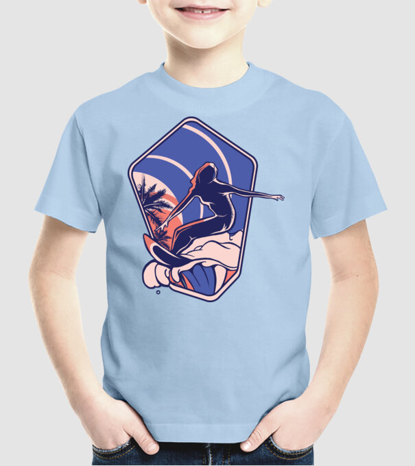 Surf ilustrare model albastru deschis pe tricou