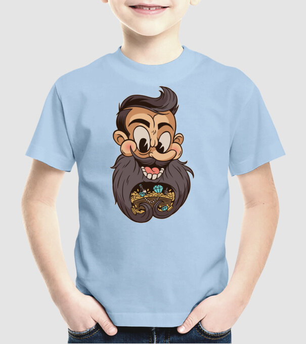 Comoară barbă model albastru deschis pe tricou