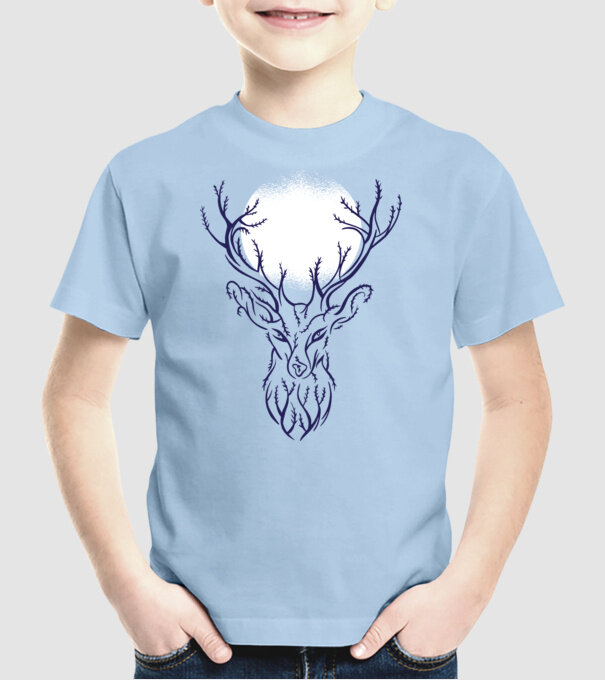 Siluetă cerb model albastru deschis pe tricou