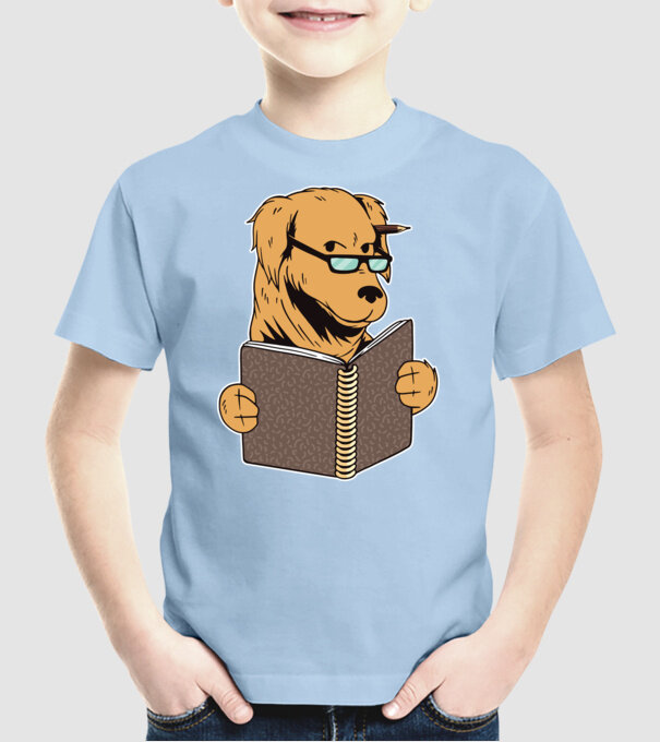 Câine Studiind model albastru deschis pe tricou
