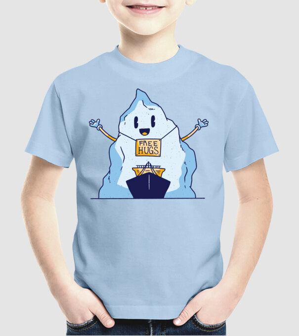 Titanic Iceberg Free Hugs model albastru deschis pe tricou