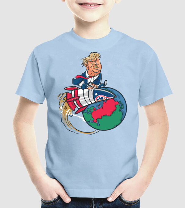 Trump bombă model albastru deschis pe tricou