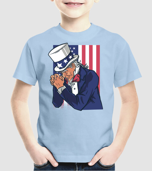 Uncle Sam se roagă model albastru deschis pe tricou