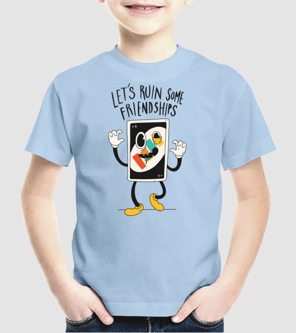 UNO +4 Cărți model albastru deschis pe tricou