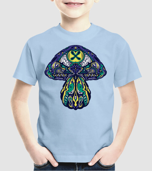 Ciupercă magică model albastru deschis pe tricou