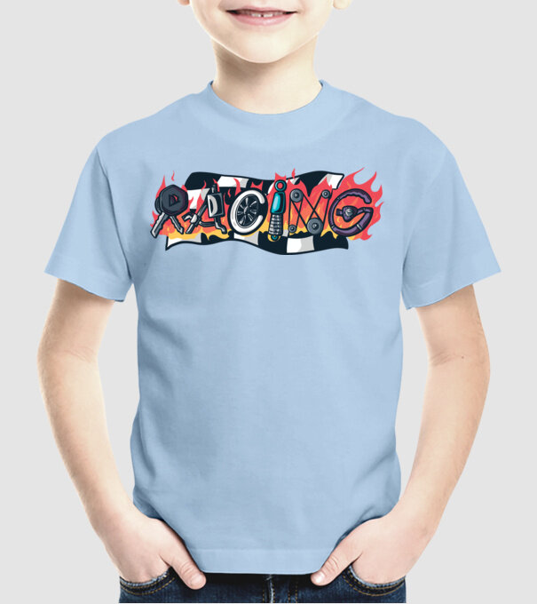 Cursă Racing model albastru deschis pe tricou