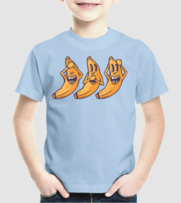 Banane amuzante - Nu vede, nu vorbește, nu aude model albastru deschis pe tricou