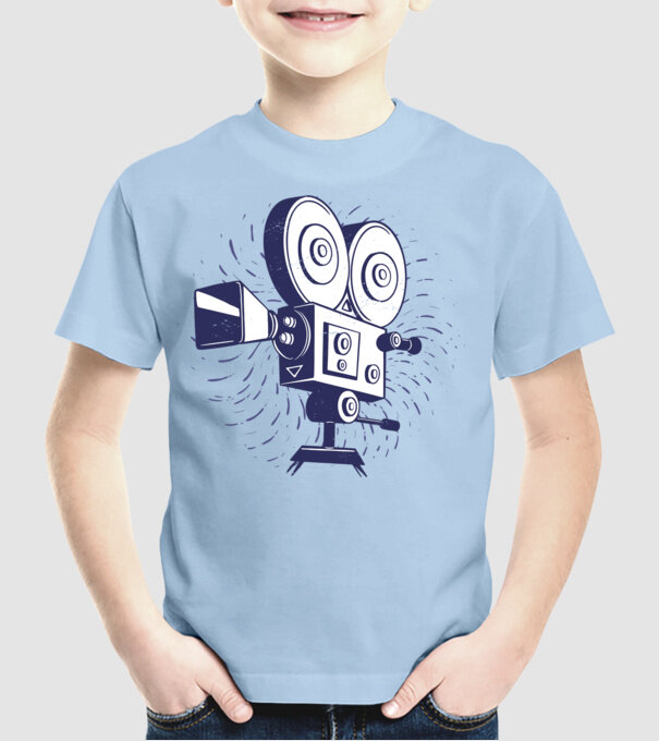 Camera video retro Vintage model albastru deschis pe tricou