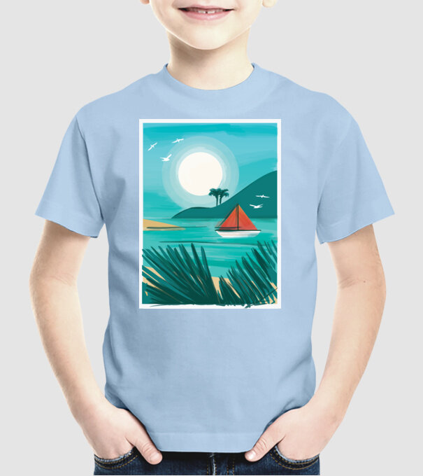Navigație Pictură model albastru deschis pe tricou