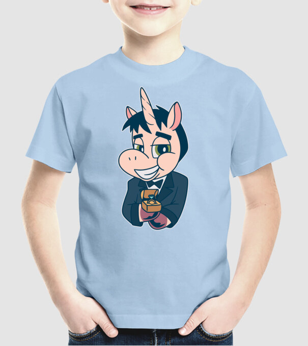 Mire unicorn model albastru deschis pe tricou