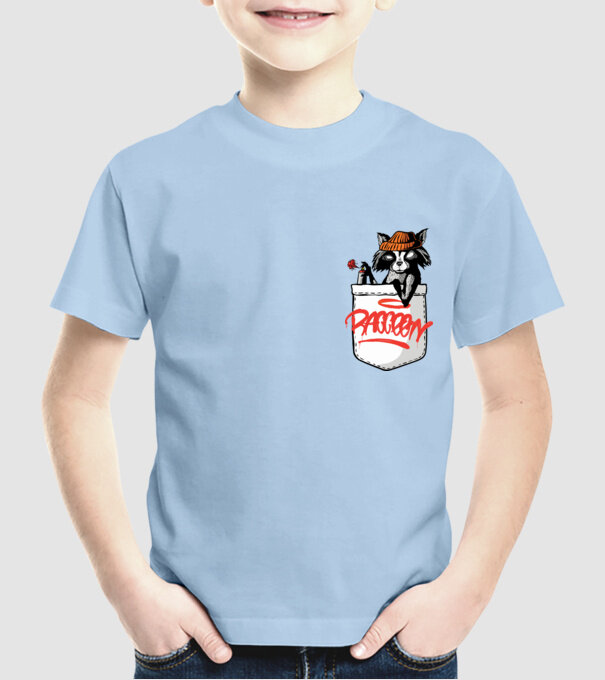 Raton de buzunar model albastru deschis pe tricou