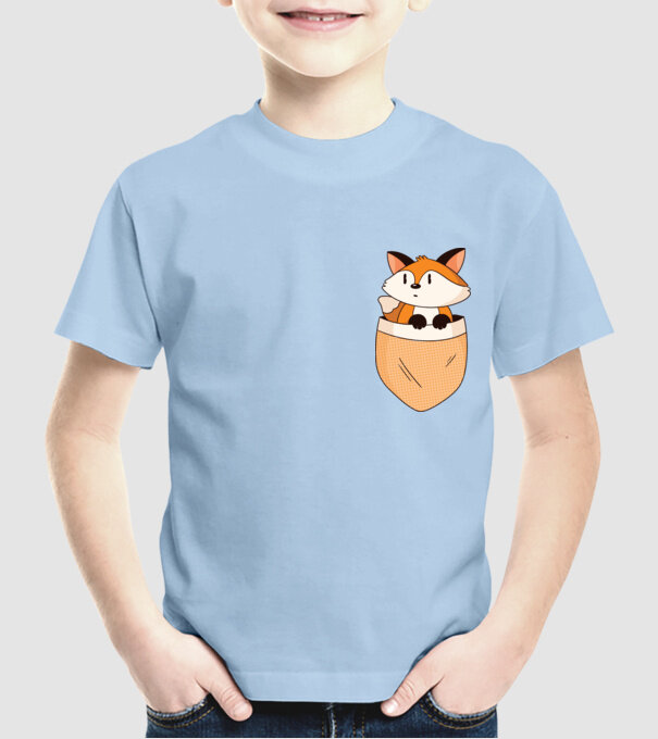 Vulpe de buzunar model albastru deschis pe tricou
