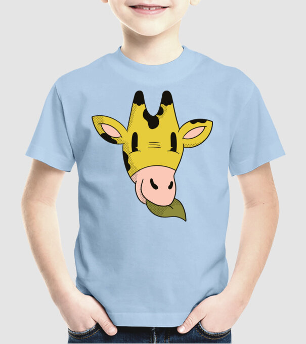 Cap Girafă model albastru deschis pe tricou