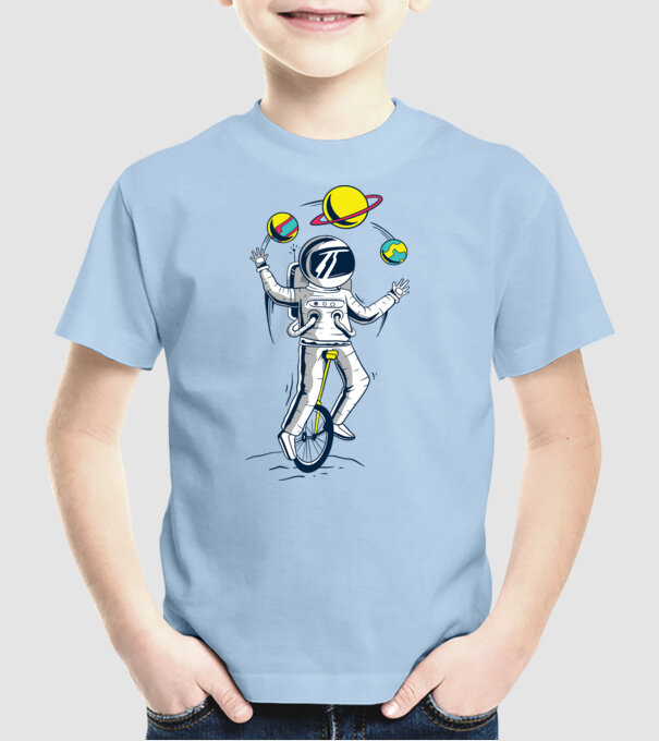 Jongler Astronaut model albastru deschis pe tricou
