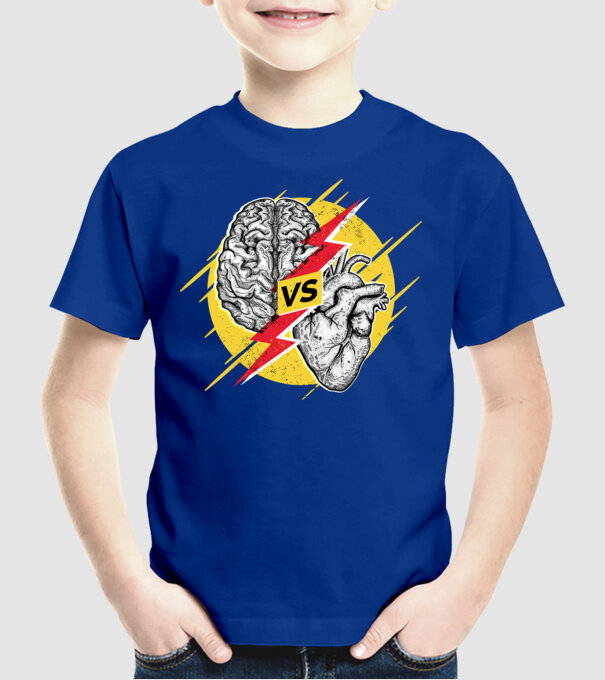 Creier vs. Inimă - Rațiune contra inimă model albastru regal pe tricou