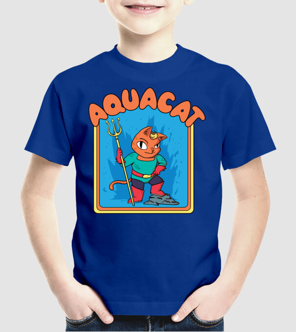 Aquacat model albastru regal pe tricou