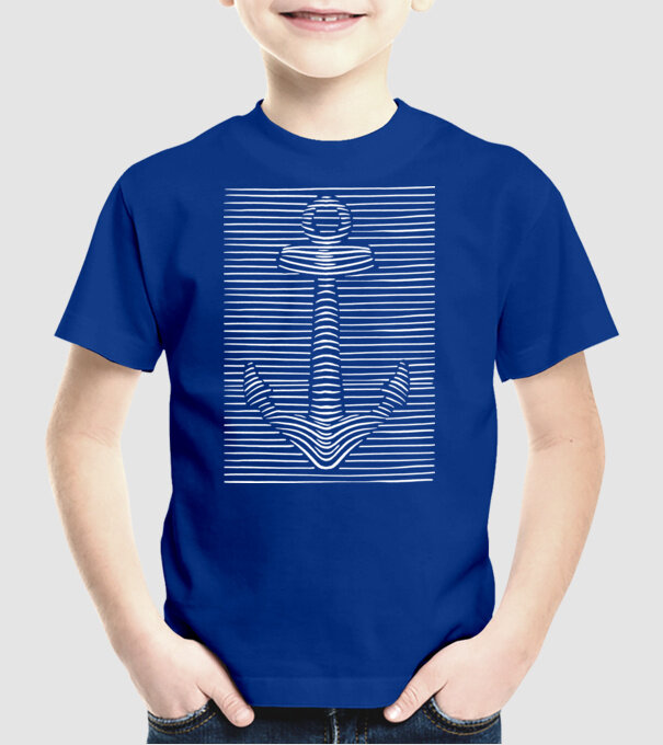 Linii Ancoră model albastru regal pe tricou