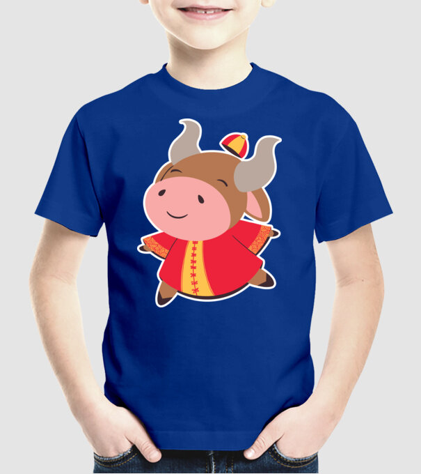 Anul chinezesc - Anul Bivolului model albastru regal pe tricou