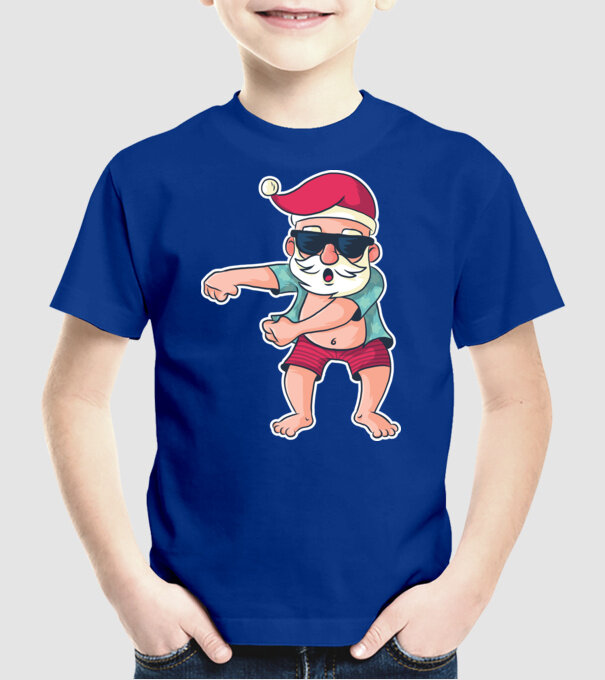 Moș Crăciun dans Floss DAB model albastru regal pe tricou