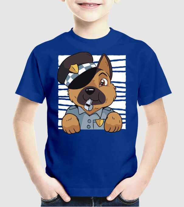 Ciobănesc german câine de poliție model albastru regal pe tricou