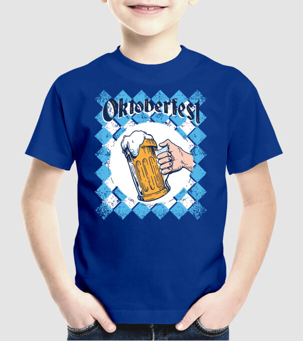 Tricou cu bere Oktoberfest model albastru regal pe tricou