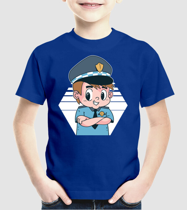 Polițist Copil model albastru regal pe tricou