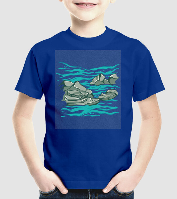 Oceanul cu Stânci model albastru regal pe tricou