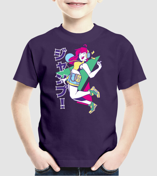 Anime fată retro model mov pe tricou