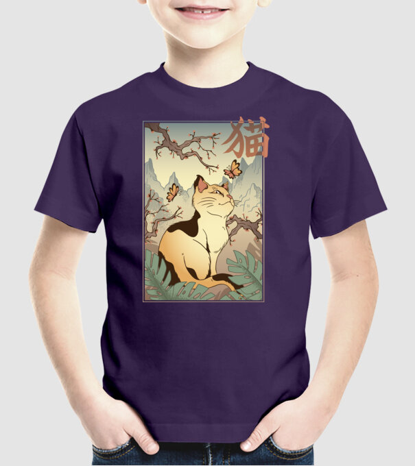 Pictură Pisică model mov pe tricou