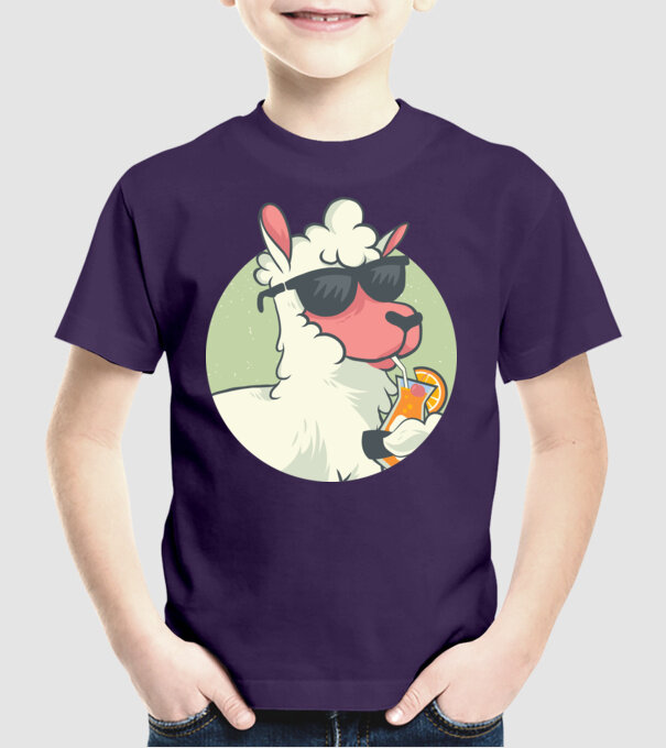 Lama drăguț cu cocktail tricou amuzant model mov pe tricou