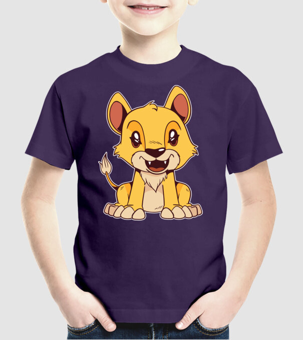 pui de leu drăguț model mov pe tricou
