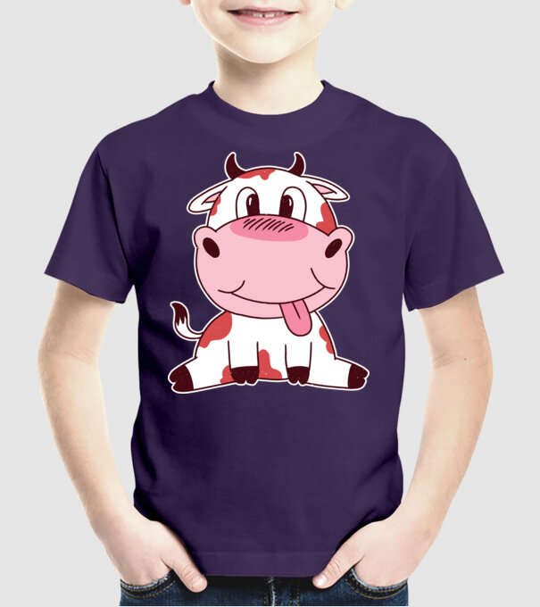 Vacă drăguță model mov pe tricou