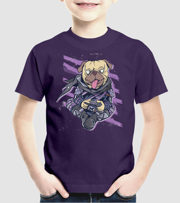 Mops Gamer model mov pe tricou