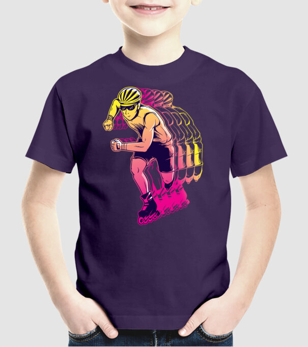 Concurent patine pe rotile model mov pe tricou