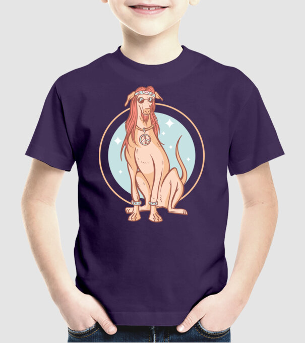 Câine Ogar Hippy model mov pe tricou