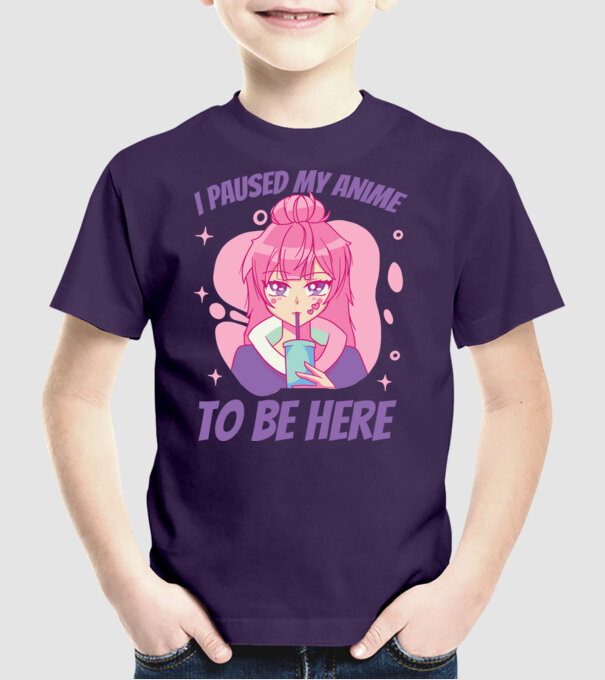 I paused my Anime to be here model mov pe tricou