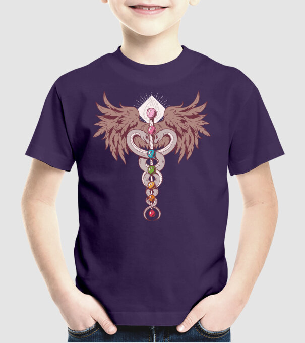 Chakra yoga model mov pe tricou