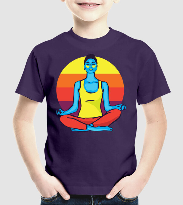 Yoga Meditație Retro model mov pe tricou