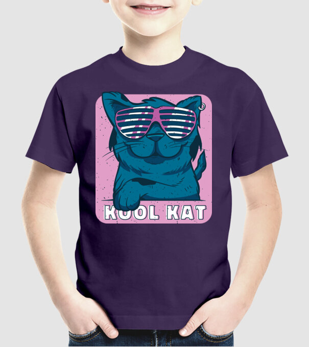 Kool Cat - Pisică Cool model mov pe tricou