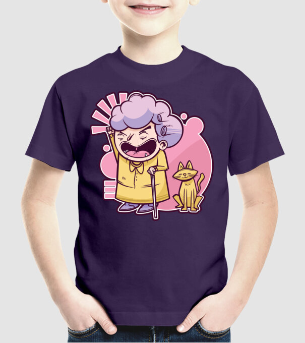 Bunică cu pisică model mov pe tricou
