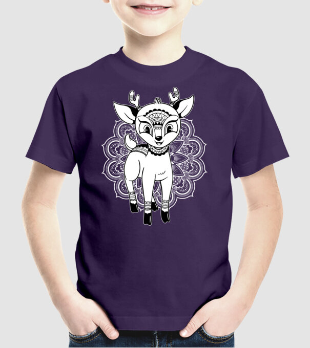 Mandala Căprioară model mov pe tricou