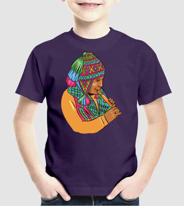 Muzician peruan indigen model mov pe tricou