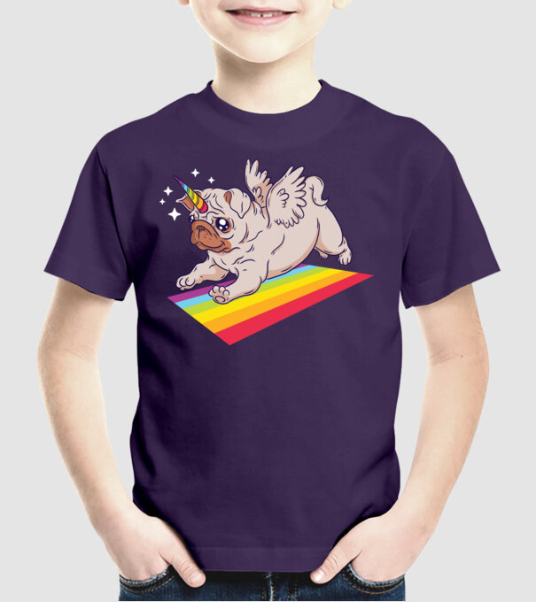 Pugicorn - mops unicorn model mov pe tricou