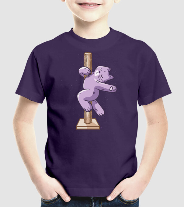 Pisică Dansatoare la bară model mov pe tricou