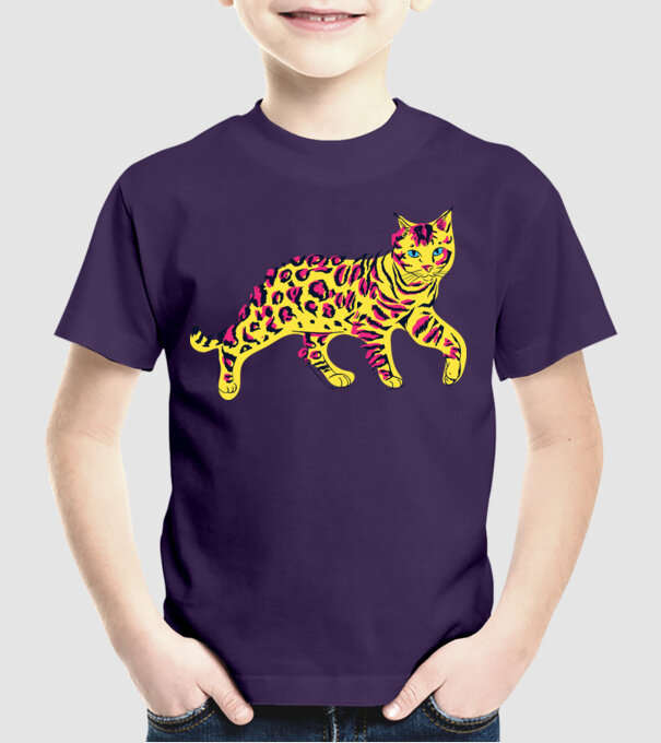 Pisică Abstract colorat model mov pe tricou