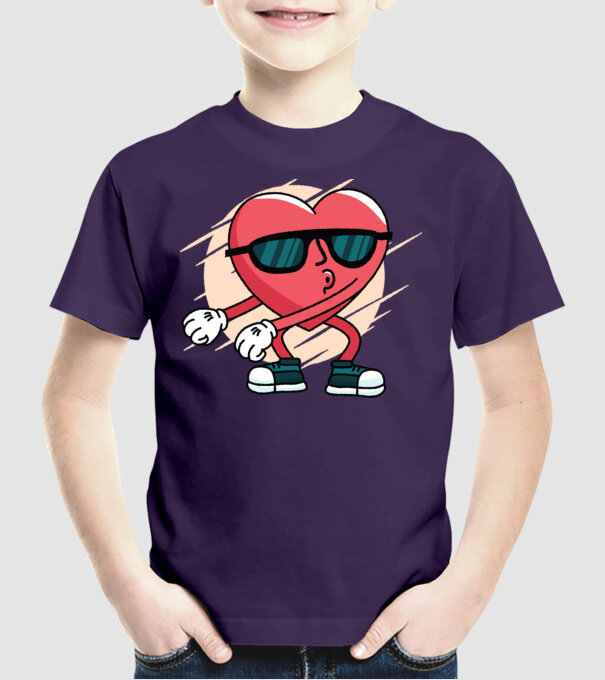 Inimă DAB Floss Heart tricou model mov pe tricou