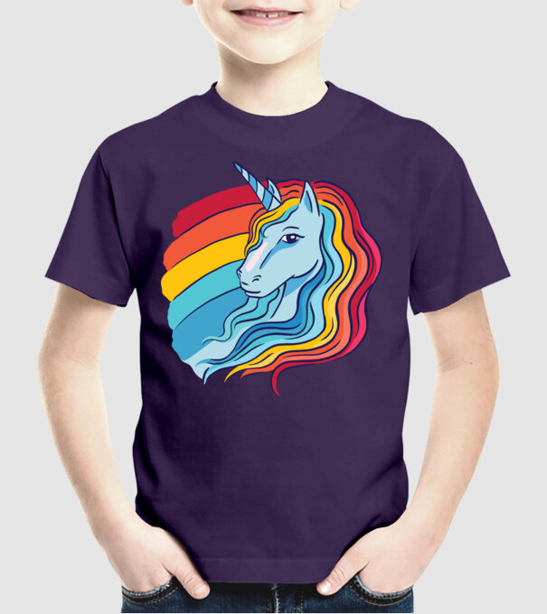 Unicorn cu Curcubeu model mov pe tricou